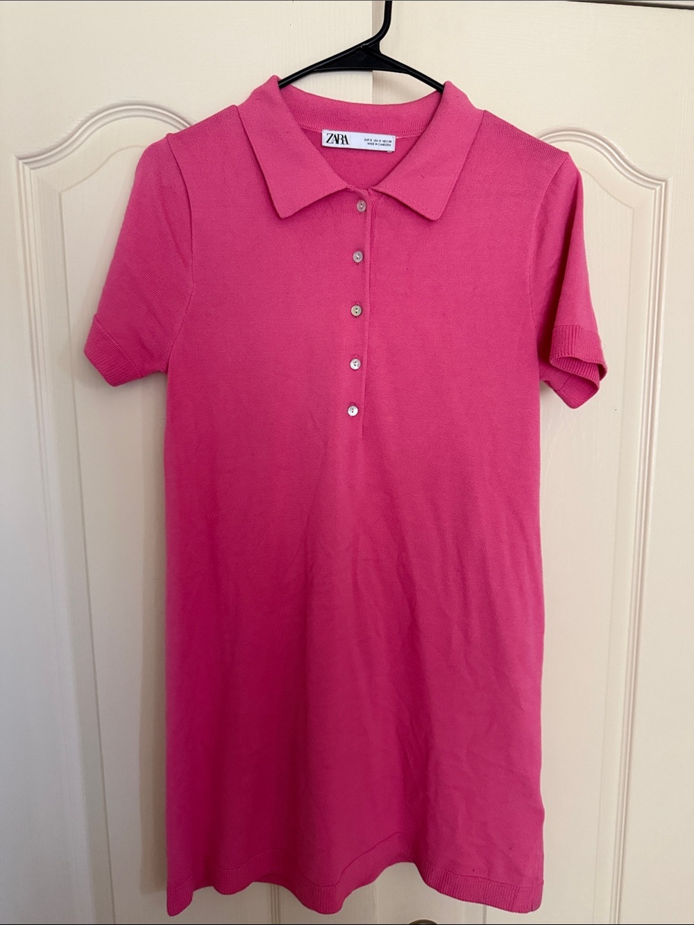 Zara Bright Pink Polo Shirt Dress